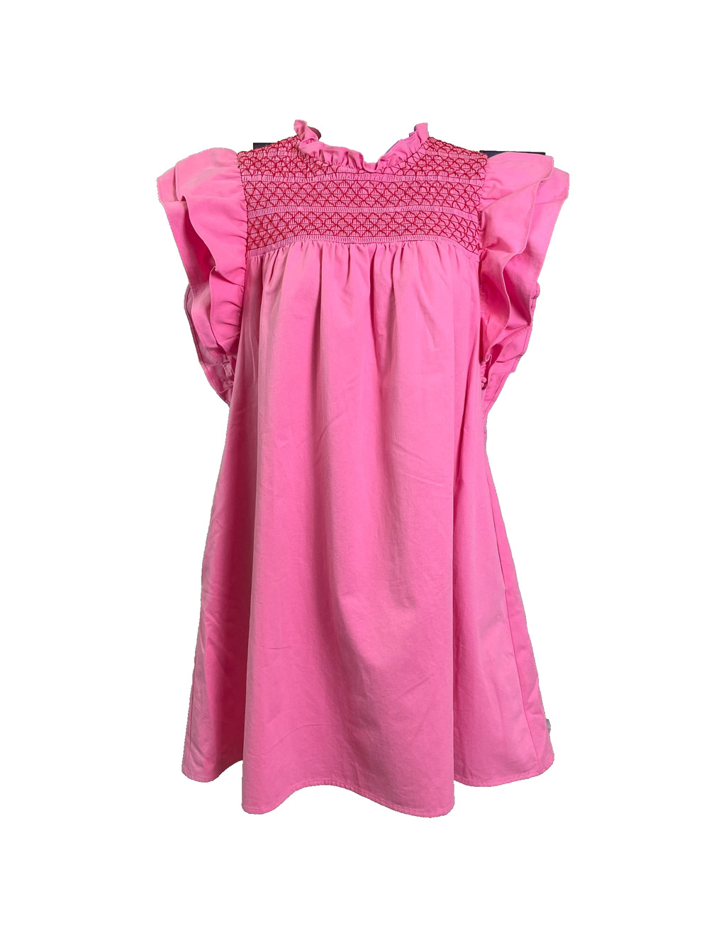 Crosby by Mollie Burch Carson Mini Dress Womens M Pink Coquette Smocked Ruffle
